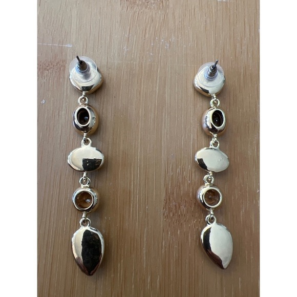 Gold Tone Stone Earrings - Picture 2 of 2